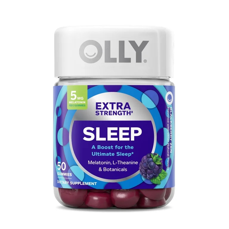 OLLY Extra Strength Sleep Gummy Supplement, 5mg Melatonin, Blackberry Zen Flavored, 50 Count | Walmart (US)