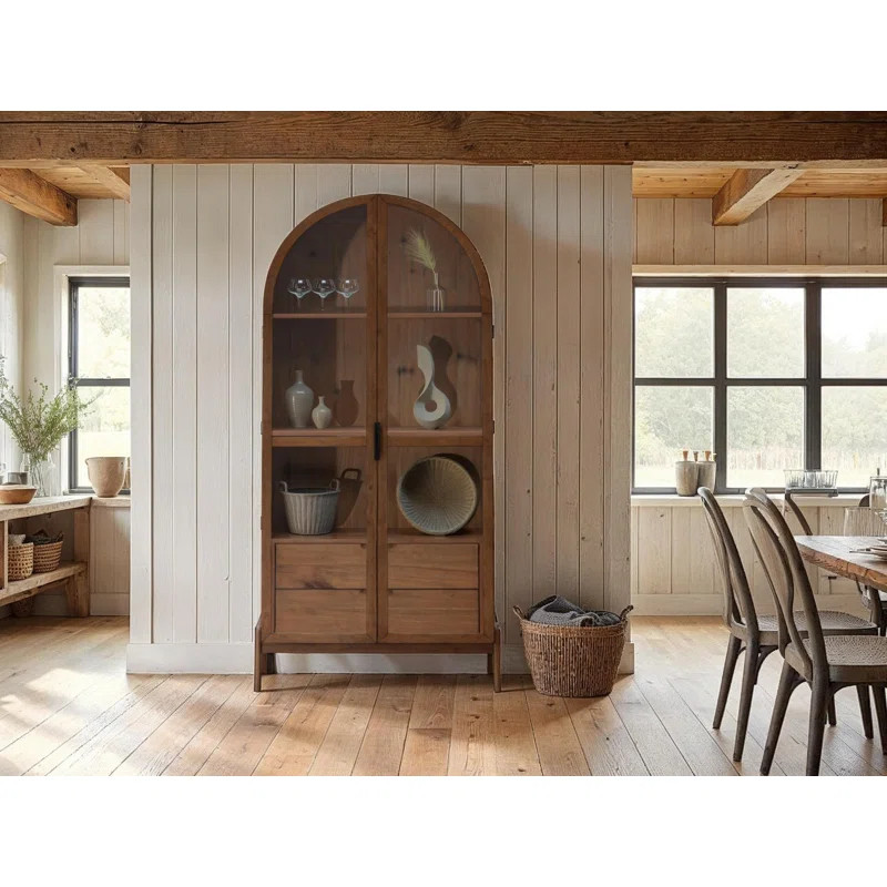 Peko 2-Door Display Cabinet, Brown | Wayfair North America