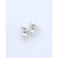 Double Ball Earrings, Pearl White Double Sided Stud Earrings Gift | Etsy (US)