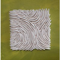 Sea Textures Wall Sculpture - Parametric Nautical Ocean Inspired White Clay Art Tile Beach House Dec | Etsy (US)