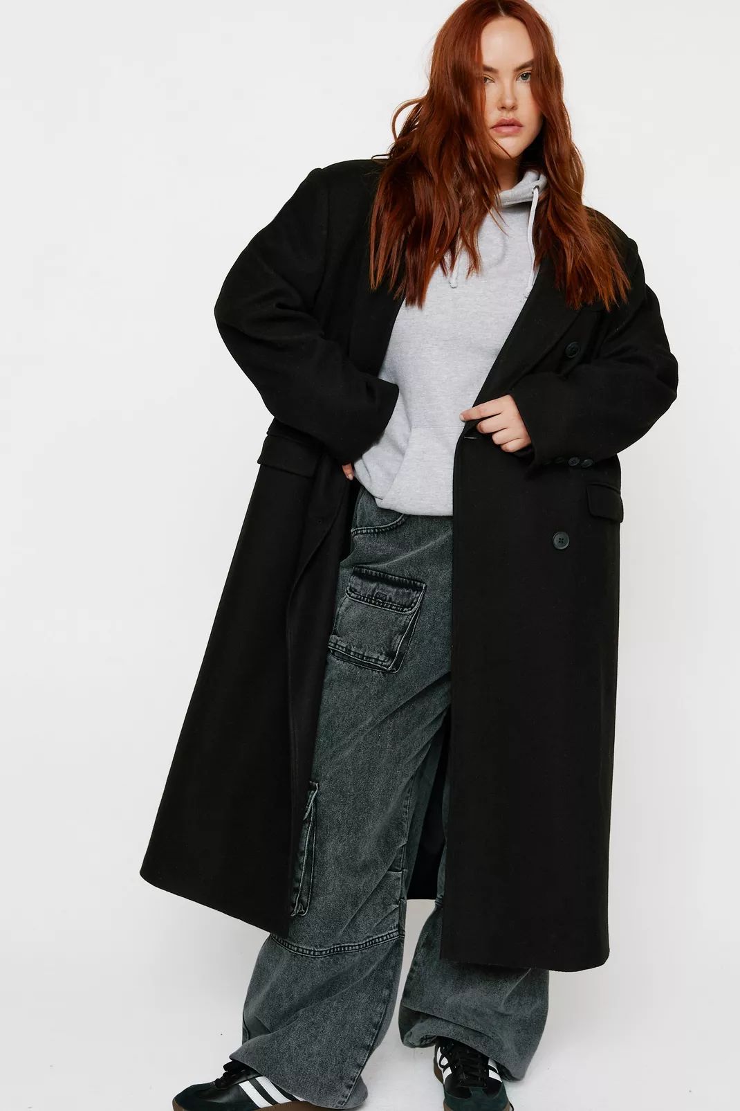 Plus Size Contrast Collar Wool Look Tailored Coat | Nasty Gal US