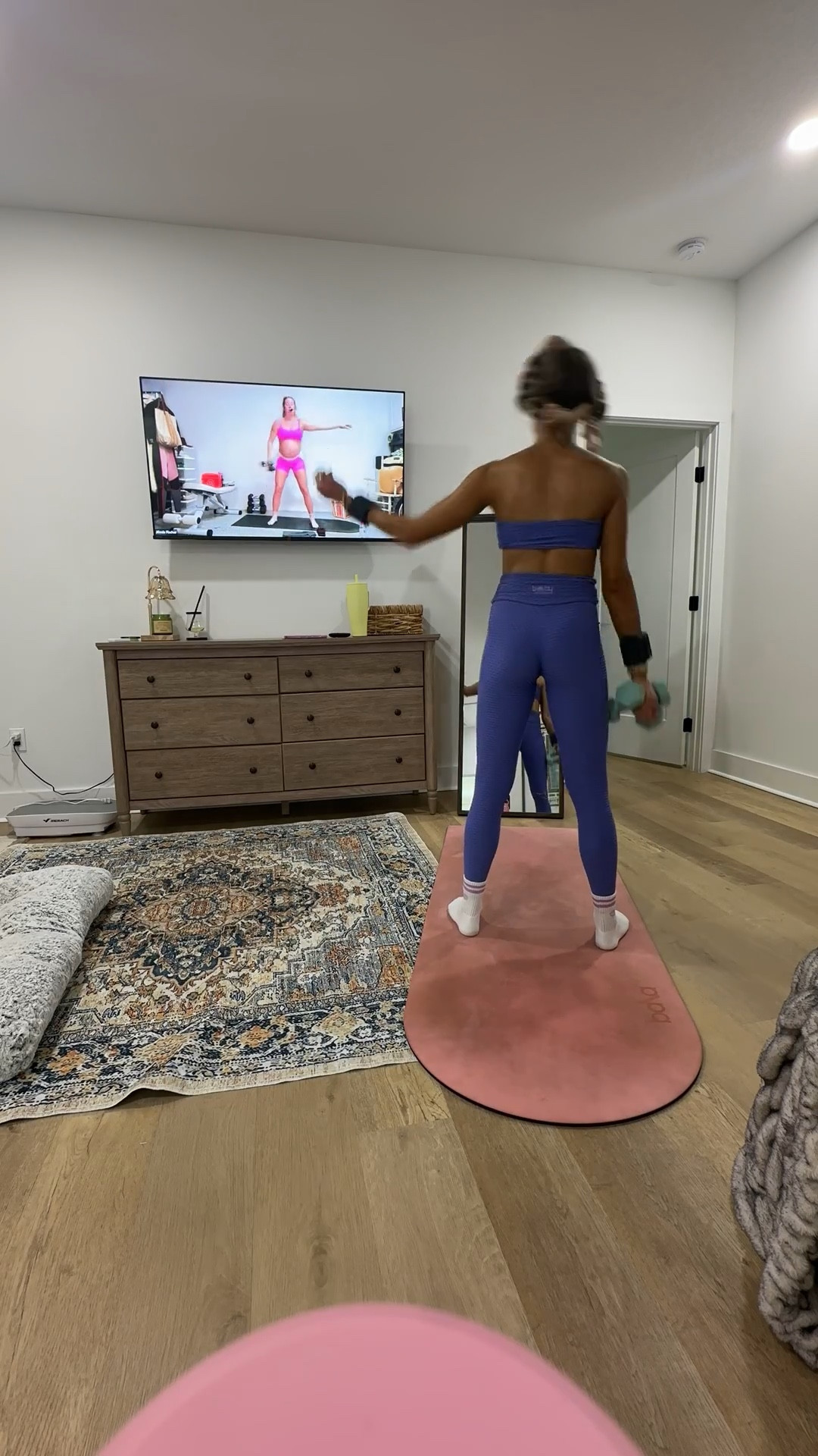 Booty by brabrant croco skin bandeau top in iris and the croco skin leggings! @bootybybrabrant 

My workout and workout gear for my daily workout. I take pilates classes from @lexfish  on Instagram she has a whole online platform and membership! Most of my pilates gear and tools are from Bala. Bala use code SLOANE15. 
#workoutgear #workoutwear #pilates #ootd #outfit #athleticwear #athleticoutfit #bikershorts #sportsbra #pilatesoutfit #athleisure #bala #pilatesworkout #pilateslovers #pilatestiktok #balabangles

#LTKmorningroutine #LTKfitnessgoals #LTKActive