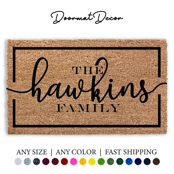Personalized Name Doormat, Flocked Coir Door Mat, Welcome Mat, Engagement Wedding Gift, Realtor C... | Etsy (US)