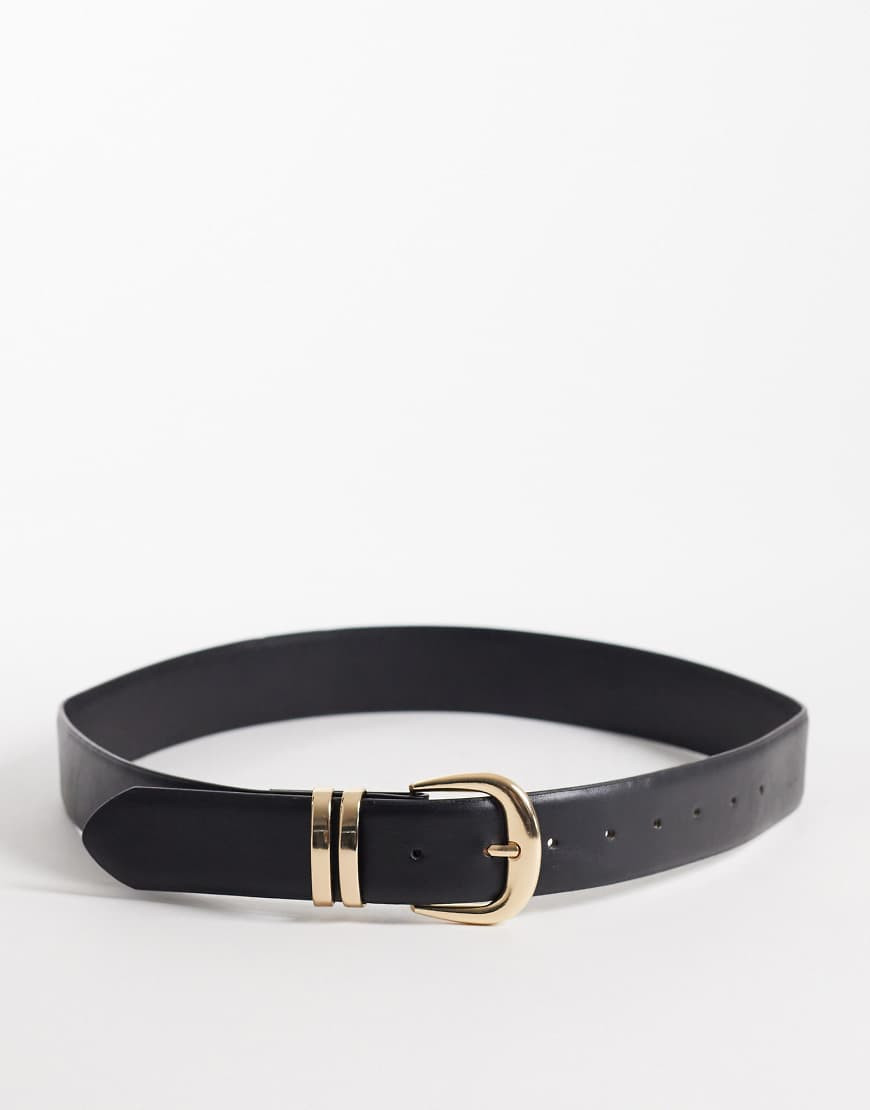 New Look gold metal loop belt in black | ASOS (Global)
