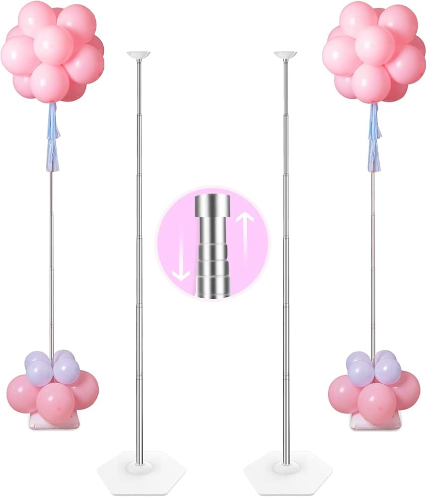 YALLOVE Heavy Duty Metal Balloon Column Stand Kit, Set of 2, 80 Inch Height Adjustable Balloon To... | Amazon (US)