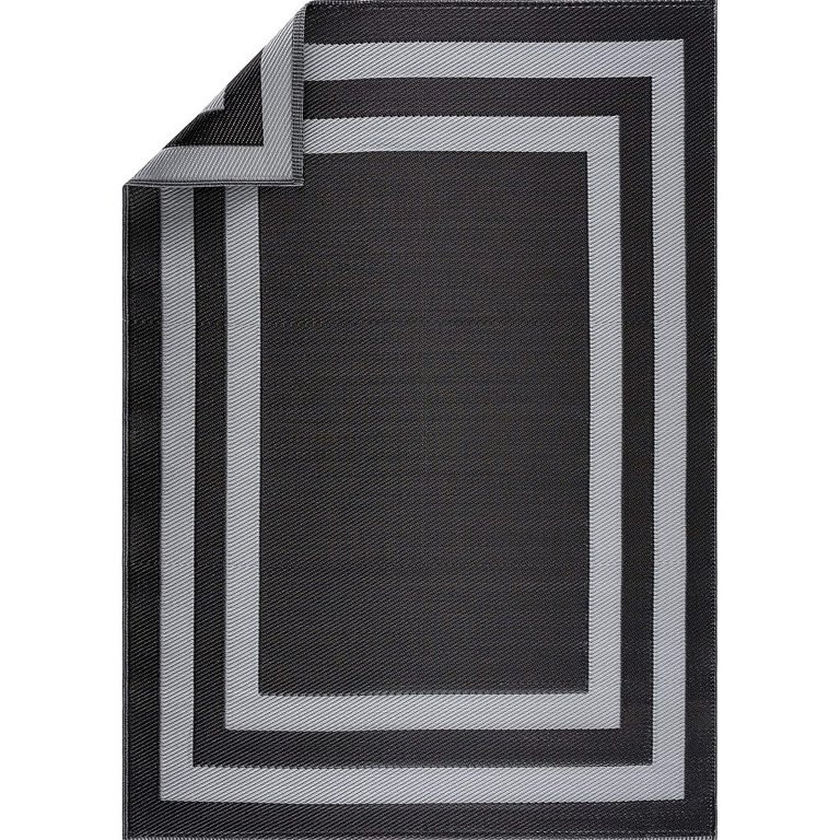 Playa Rug Paris Lightweight Reversible Recycled Plastic Outdoor Floor Mat/Rug Black&Gray 5'x7' 5'... | Walmart (US)