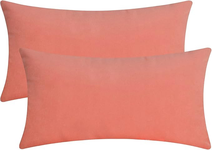 Artcest Set of 2 Decorative Velvet Lumbar Throw Pillow Cases for Bedroom and Sofa, Soft Solid Cus... | Amazon (US)