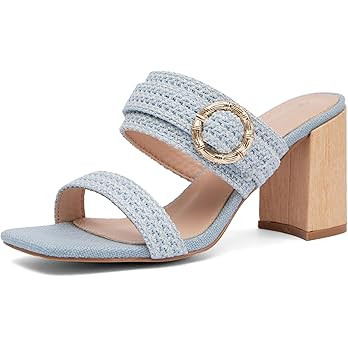 NEWBELLA Women's Braided High Heel Sandals - Slip-On Summer Shoes with Block Heel, Dopamine Style... | Amazon (US)