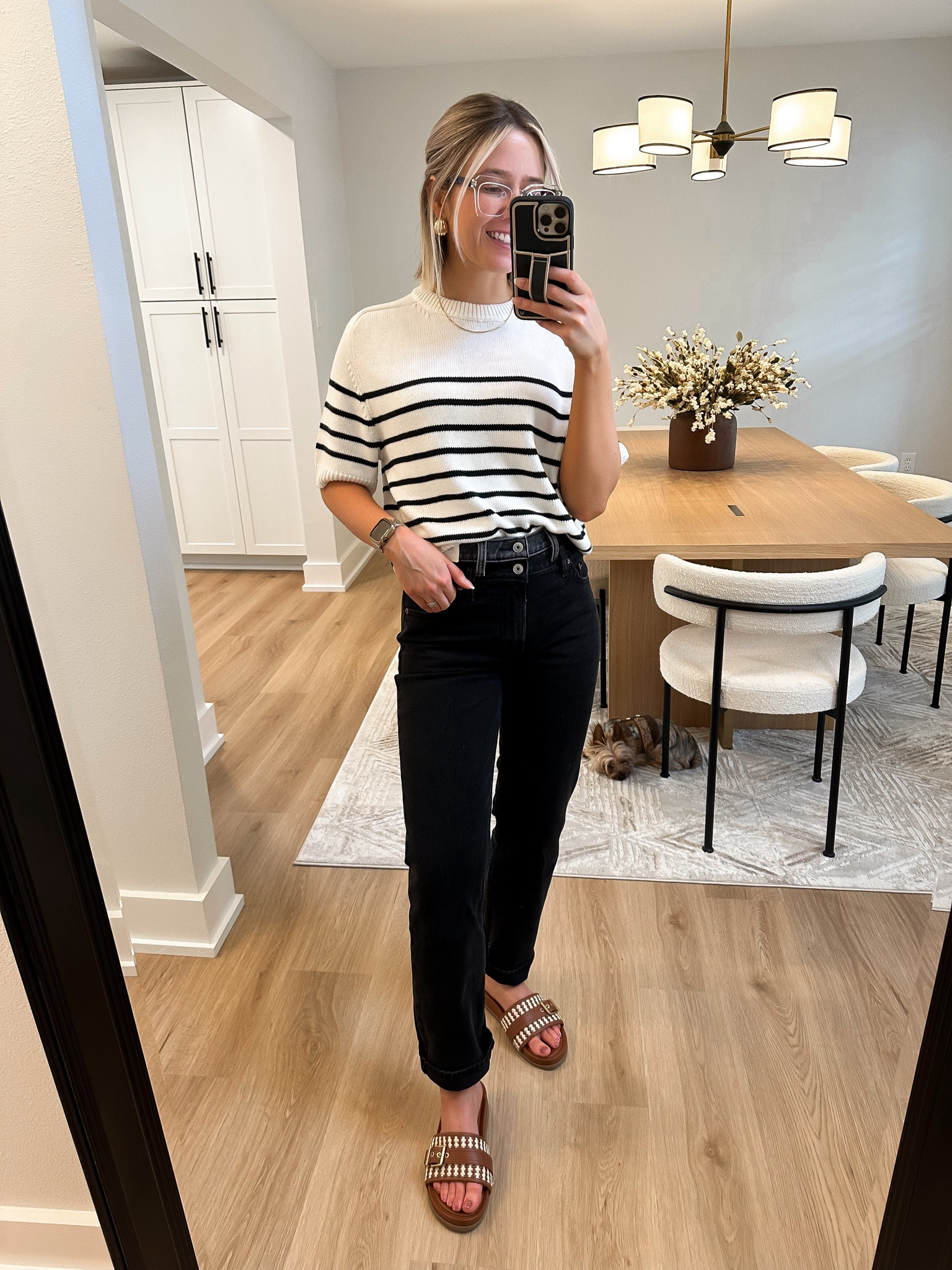 Abercrombie Madeline crew black and white striped sweater tee xs tts

Abercrombie ultra high rise 90s straight jean - black with double waistband 25s tts but also would be fine in a 26

Vince Camuto Kenlie brown platform sandal tts and so comfy!

#LTKShoeCrush #LTKSummerSales #LTKFindsUnder100