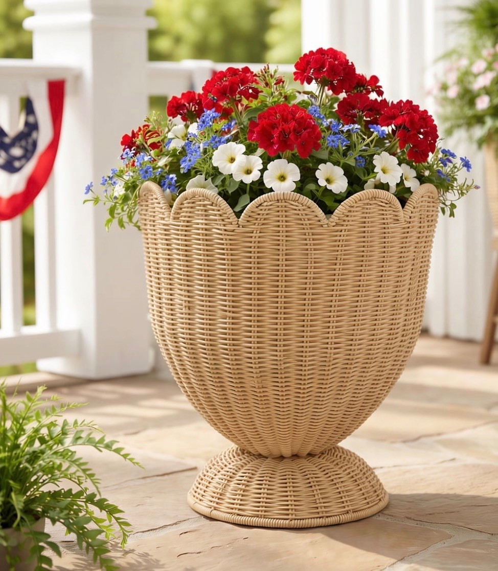 Enhance your living space with the distinctive My Texas House Patriotic Hand Woven Scalloped Planter. This sophisticated planter is designed for discerning gardeners who value both style and durability. Expertly hand-woven, it exudes charm and elegance, captured in its unique scalloped shape. With a spacious 12-inch depth, it offers versatility for a variety of plant arrangements, making it perfect for both interior and exterior environments. Combine practicality and elegance effortlessly with this eye-catching planter, designed to bring a subtle hint of Texas spirit and craftsmanship

#LTKSeasonal #LTKmorningroutine #LTKHome