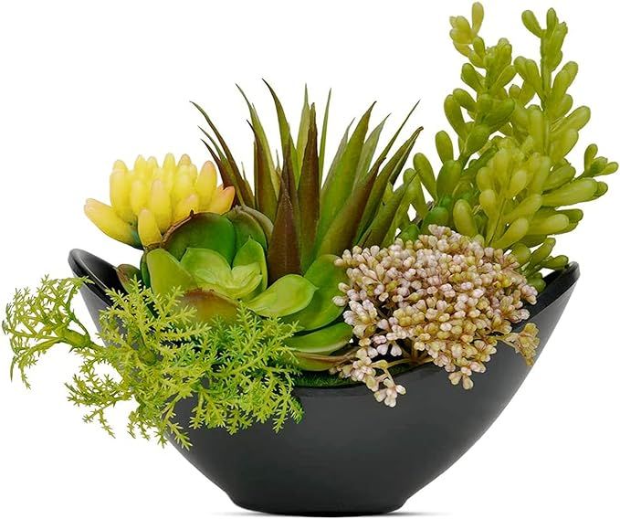 luxsego Artificial Succulents Plants, Fake Potted Plants - 7.2 Inch Faux Succulents, Artificial P... | Amazon (US)