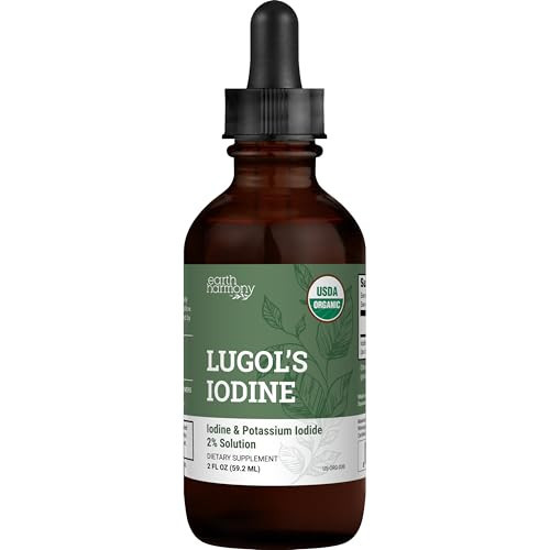 Organic Lugol's Iodine, Iodine and Potassium Iodide 2% Solution 3000 mcg - Liquid Supplement Drops for Thyroid Support for Women & Men, Metabolism Health, Detox Boost - Non-GMO, 395 Servings (2 Oz) | Amazon (US)
