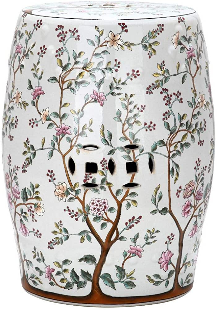 Safavieh Blooming Tree Ceramic Decorative Garden Stool, White | Amazon (US)
