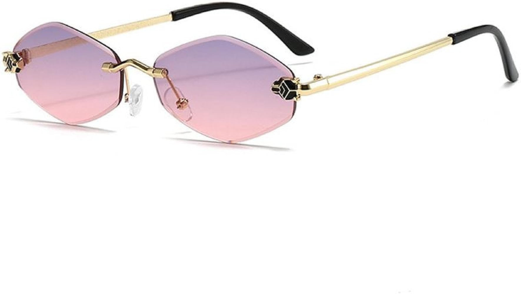 TVTBBVV Fashion Rimless Hexagon Sunglasses for Women Luxury Punk Sexy Travel Rhombus(C3PurplePink... | Amazon (US)