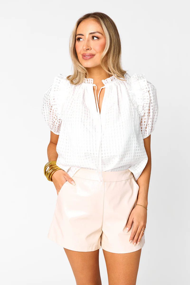 Essie Ruffle Short Sleeve Top - White (PRE-ORDER) | BuddyLove