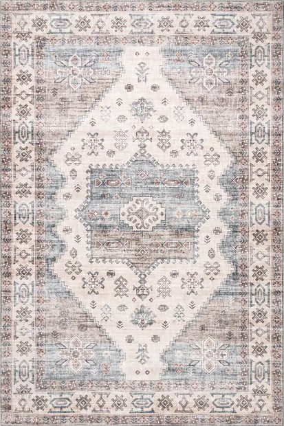 Beige Joyce Medallion Washable Area Rug | Rugs USA