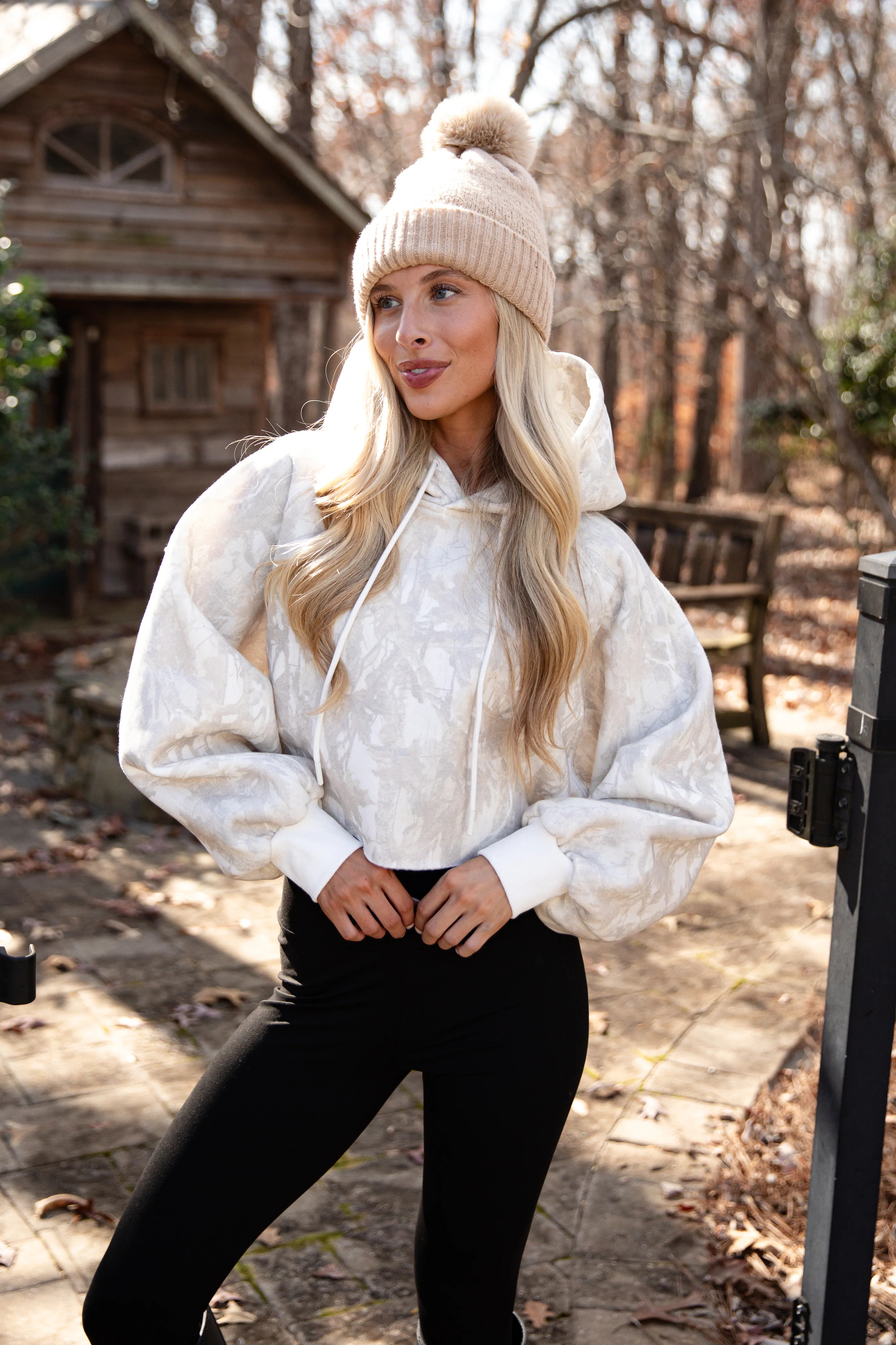 Winter Frost Camo Cropped Hoodie | Women's Trendy Tops | Dress Up | Dress Up