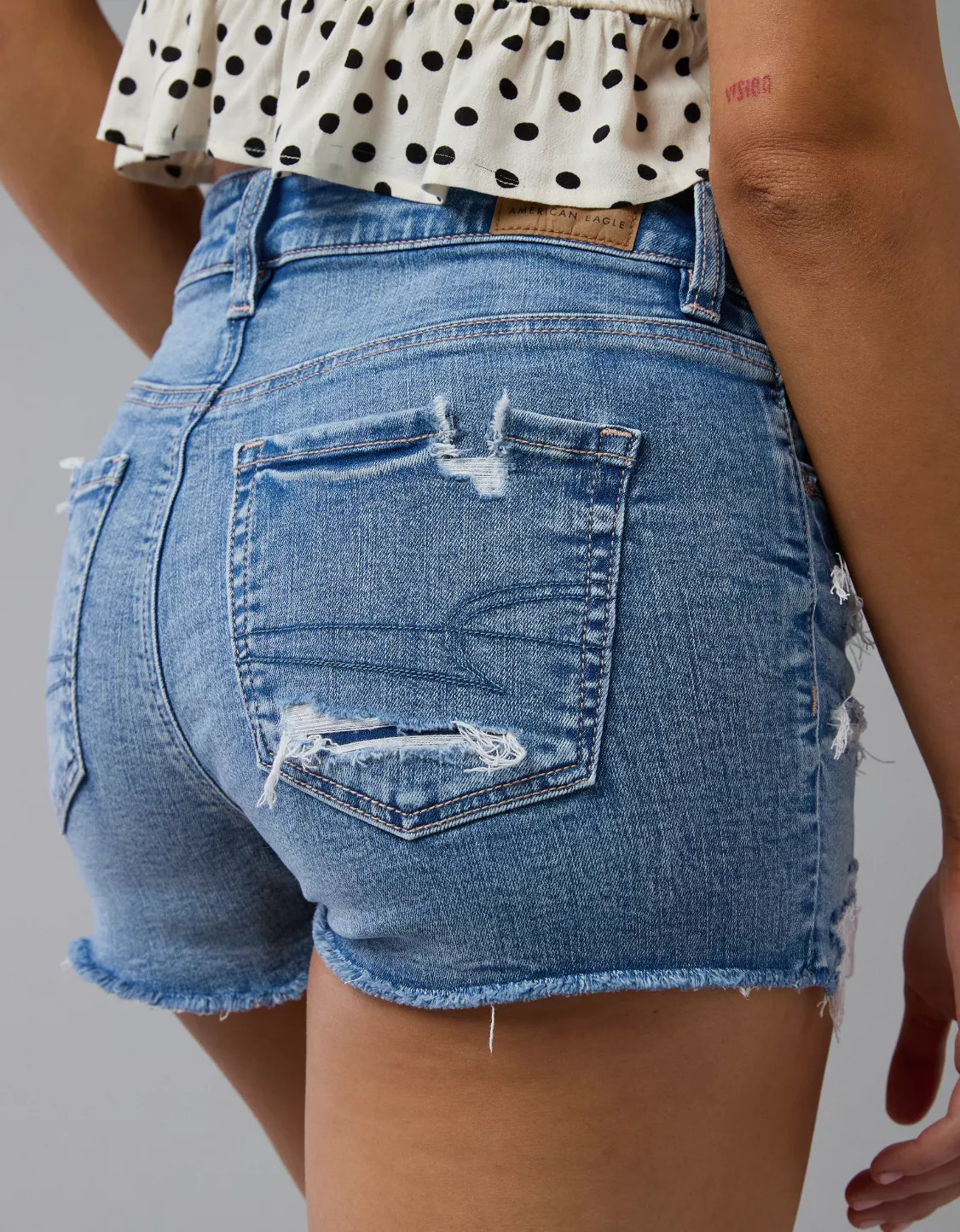 AE Next Level Ripped High-Waisted Denim Short Short | American Eagle Outfitters (US & CA)