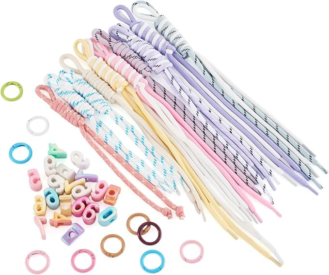 FASHEWELRY Pastel Pink Friendship Bracelet Keychain Kit with Large Number Beads & Paracord Cord R... | Amazon (US)