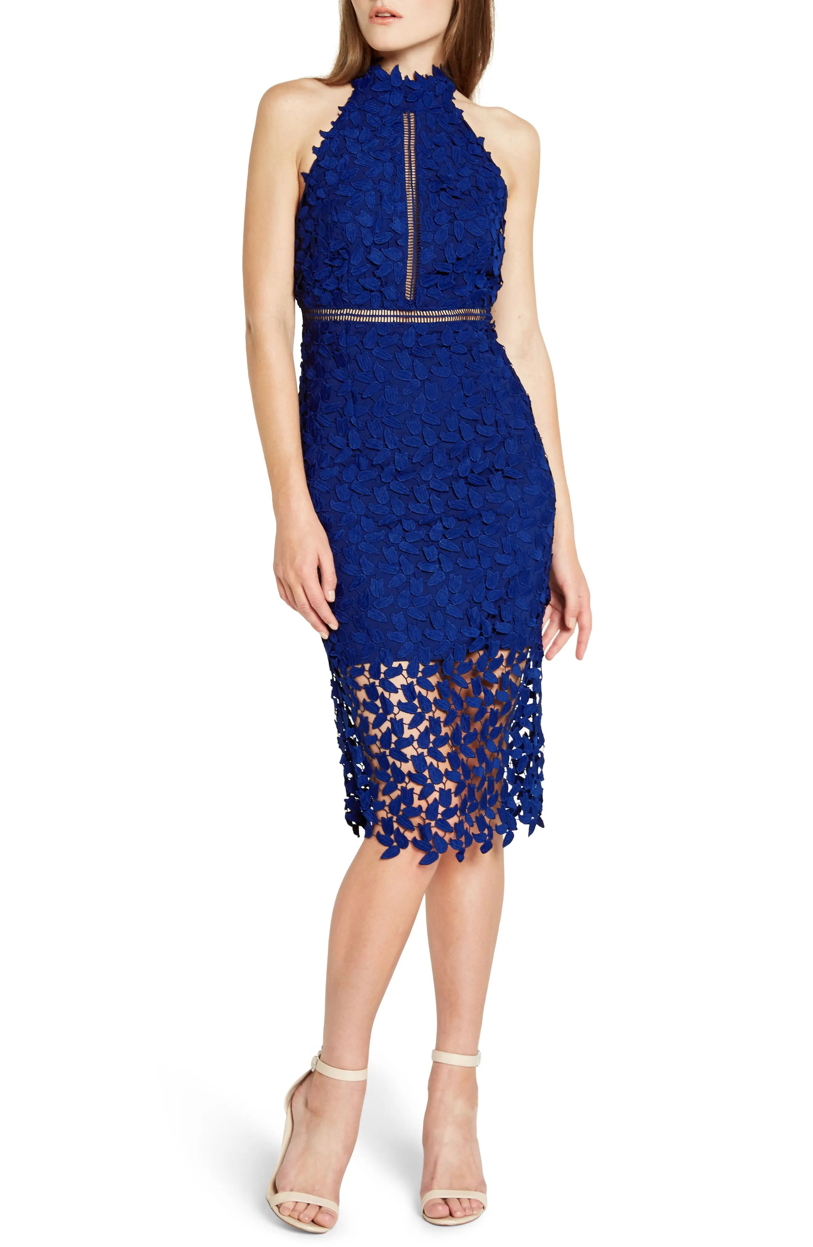 Bardot Gemma Halter Lace Sheath Dress | Nordstrom