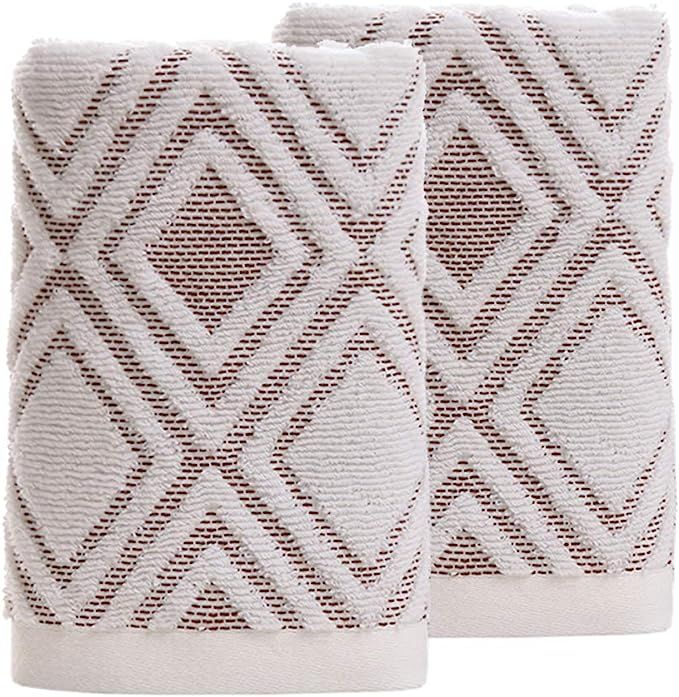 Pidada Hand Towels Set of 2 100% Cotton Diamond Pattern Highly Absorbent Soft Towel for Bathroom ... | Amazon (US)