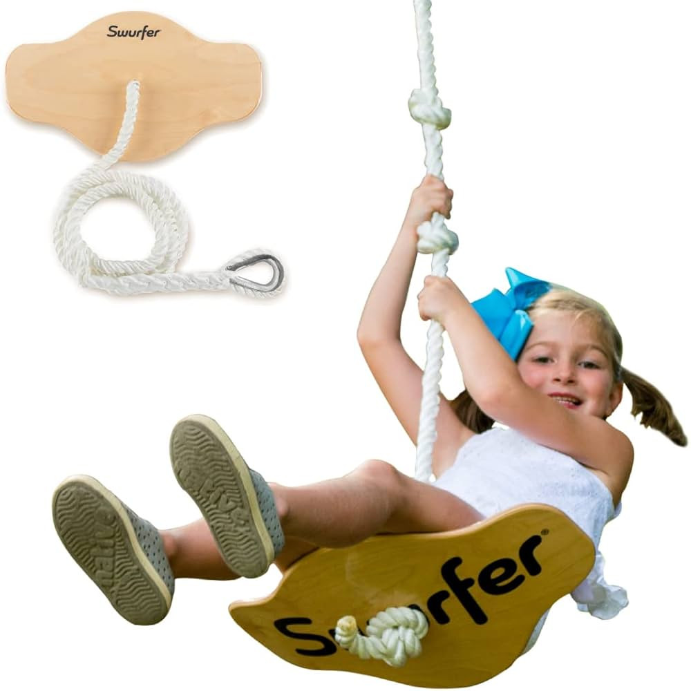Swurfer Swift - Maple Wood Disc Swing for Kids Ages 4 and Up, Holds up to 150 Pounds - Includes 1... | Amazon (US)