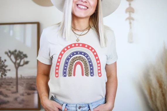 America Rainbow Tee  Patriotic T Shirt  4th of July Tee  | Etsy | Etsy (US)