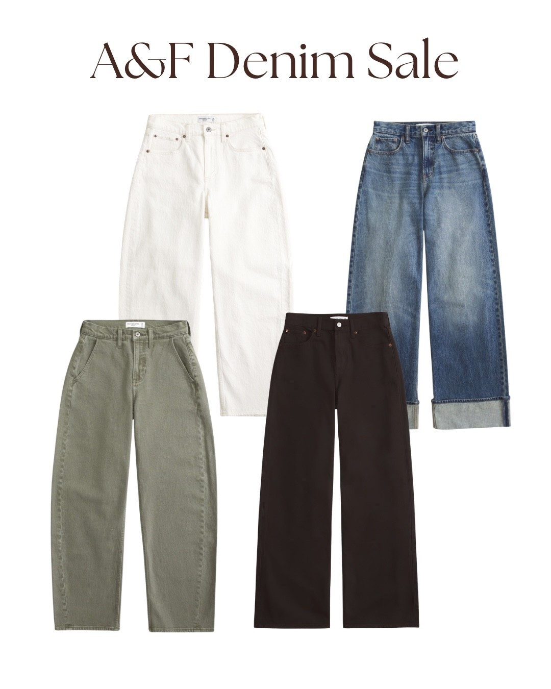 25-50% of jeans at Abercrombie + an extra stackable code for an extra 15% off! AFDENIM 

#jeans #denim #sale #fallaesthetic #brownjeans #olivejeans #inspo

#LTKSaleAlert #LTKSeasonal #LTKWorkwear