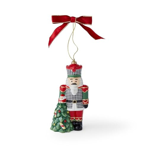 Spode Christmas Tree Houndstooth Nutcracker Ornament, Festive Tree Decoration for Holiday Celebrations with Ribbon Bow for Hanging, Beautiful Seasonal Accent & Classic Home Holiday Décor | Amazon (US)