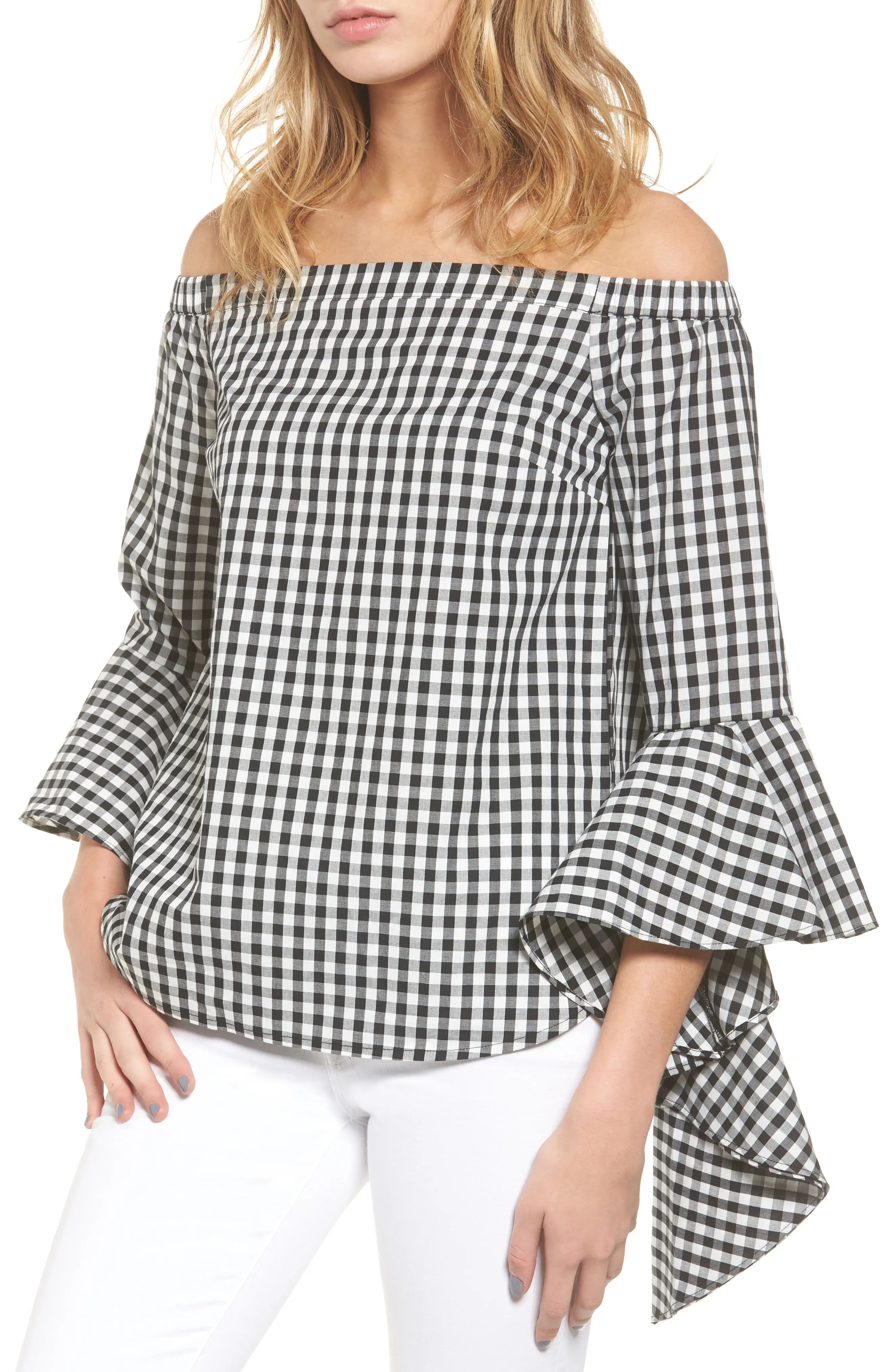 Gingham Off the Shoulder Blouse | Nordstrom