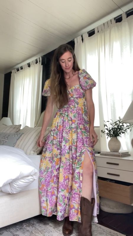 The perfect spring dress! It ships in time for Easter. Fits true to size and has built in cups so a bra is optional. Its stretchy top and waist make it bump and nursing friendly! 