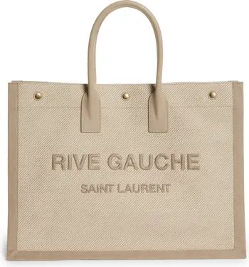Saint Laurent Medium Noe Rive Gauche Logo Canvas Tote | Nordstrom | Nordstrom