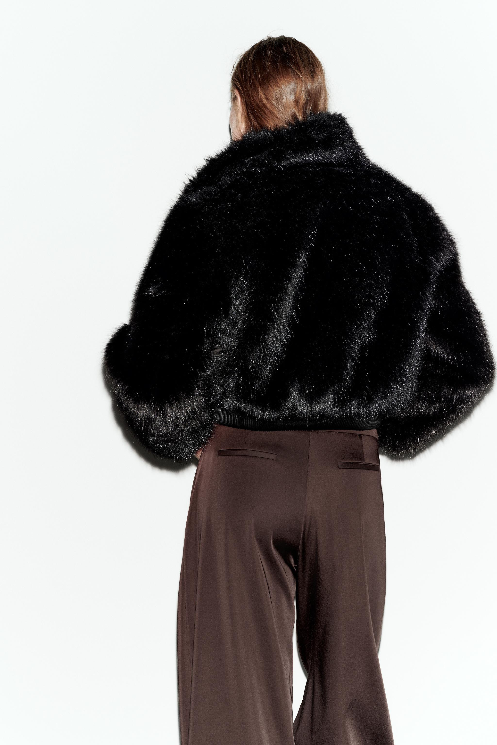 FAUX FUR HIGH-NECK SHORT COAT | Zara US