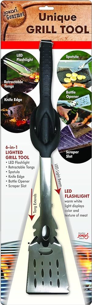 Jokari Pro Grade 6 in 1 Lighted Grill Tool. All in One Cooking Utensil Includes Easy Grip Handle,... | Amazon (US)