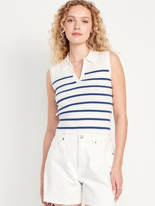 Rib-Knit Crop Polo Sweater | Old Navy (US)