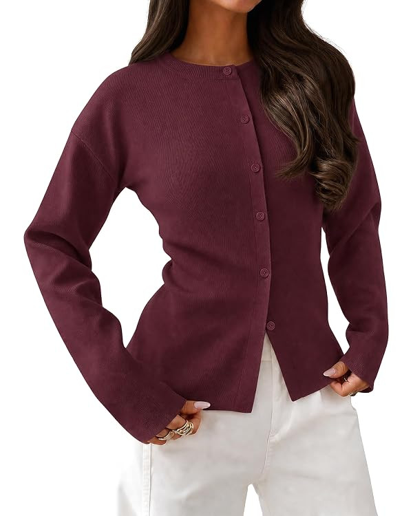 ZESICA Women's Long Sleeve Button Fitted Ribbed Knit Cardigan | 2026 Casual Button Front Comfy Sw... | Amazon (US)