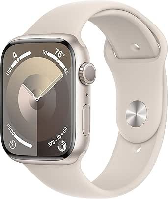 Apple Watch Series 9 [GPS 45mm] Smartwatch with Starlight Aluminum Case with Starlight Sport Band... | Amazon (US)