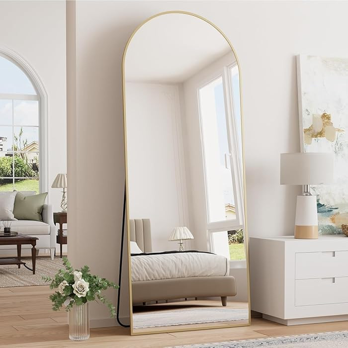Arched Full Length Mirror, 64"x21" Free Standing Floor Mirror, Modern Full Body Mirrors with Stan... | Amazon (US)