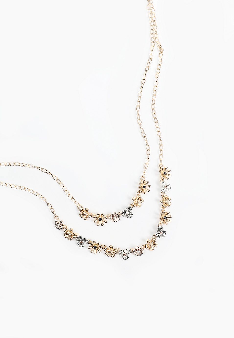 Floral Mixed Metal Double Layer Necklace | Maurices