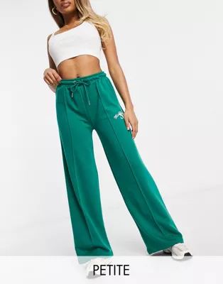 Missguided Petite wide leg sweatpants with sports club logo in dark green - part of a set | ASOS (Global)