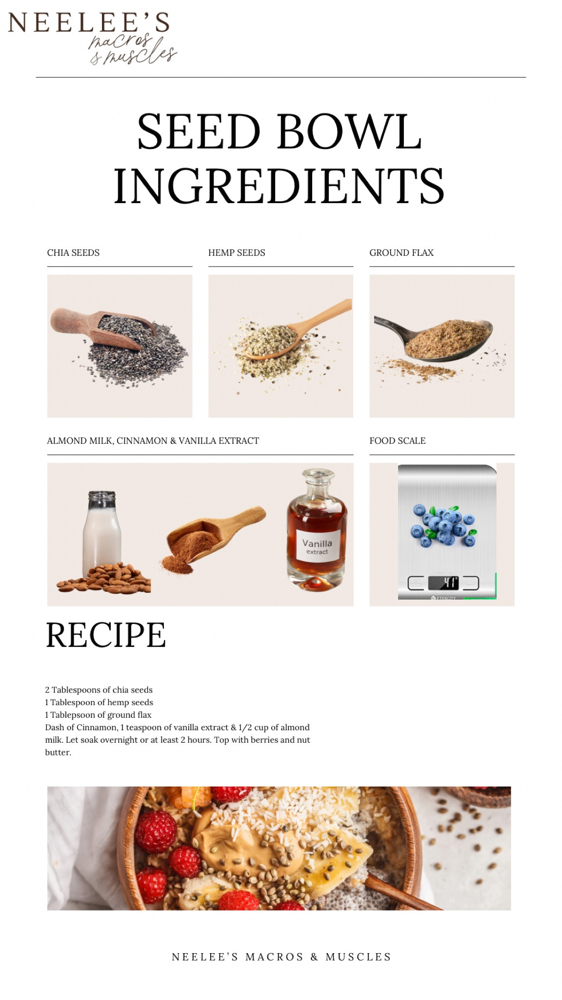 New Year goals often focus on health and wellness, and if yours include eating more whole foods and boosting your fiber intake, I’ve got the perfect recipe for you! Try my seed bowl—packed with nutrients and full of flavor. It’s an easy, delicious way to nourish your body. You can grab the full recipe and ingredients here. 
For more healthy ideas and inspiration, be sure to follow me on Instagram @neeleesmusclesandmacros!

#LTKFitness #LTKOver40 #LTKActive