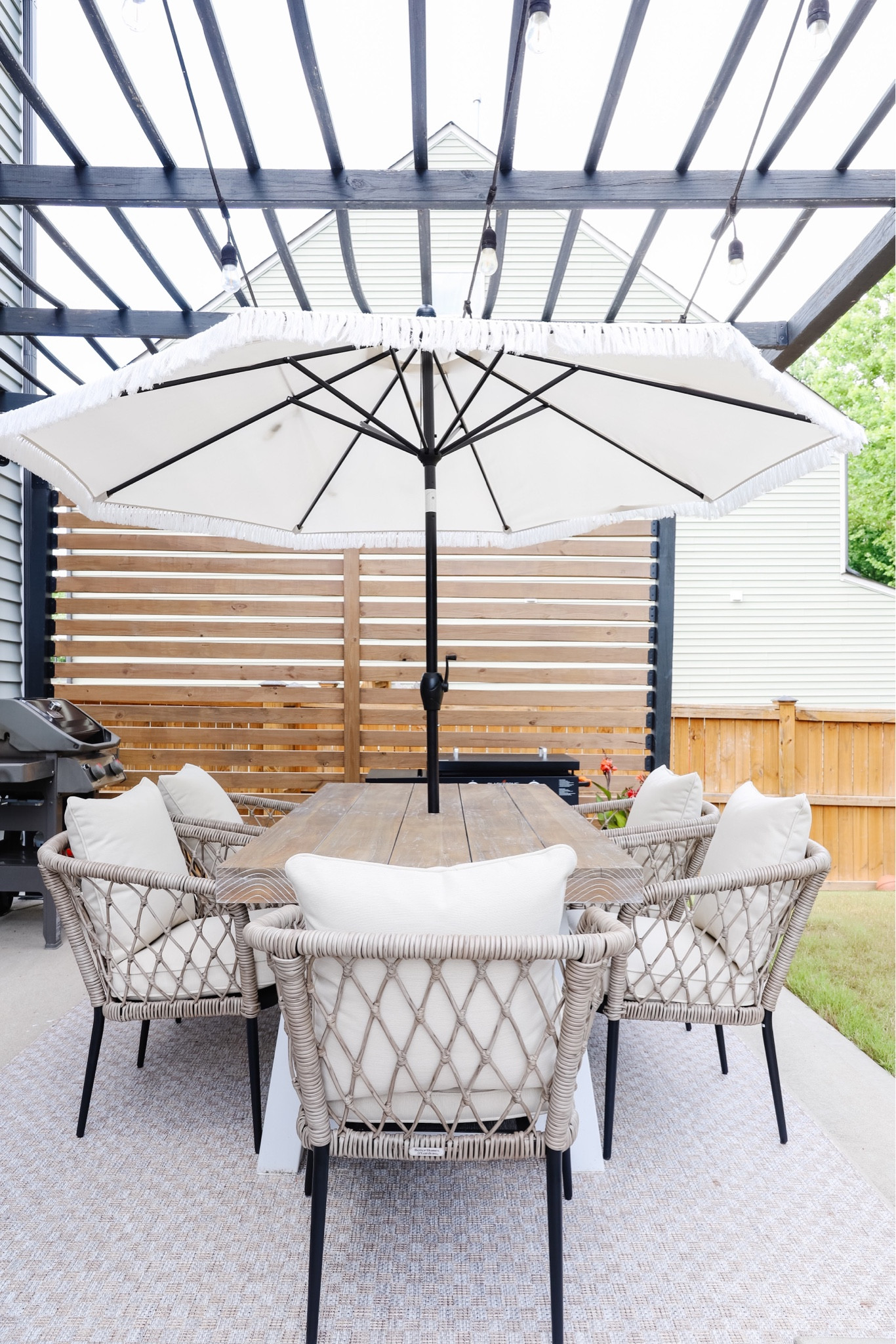 Love our new weather resistant outdoor patio chairs and this super cute fringe umbrella from @walmart! #walmartpartner #walmarthome

#LTKSummerSales #LTKHome #LTKSeasonal
