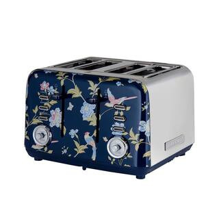 Laura Ashley 1500-Watt 4-Slice Toaster in Elveden Navy VQSBT583LAN - The Home Depot | The Home Depot