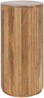 Kate and Laurel Reid Modern Wooden Ribbed Drink Table, 10 x 10 x 22, Natural Wood, Solid Wood Min... | Amazon (US)