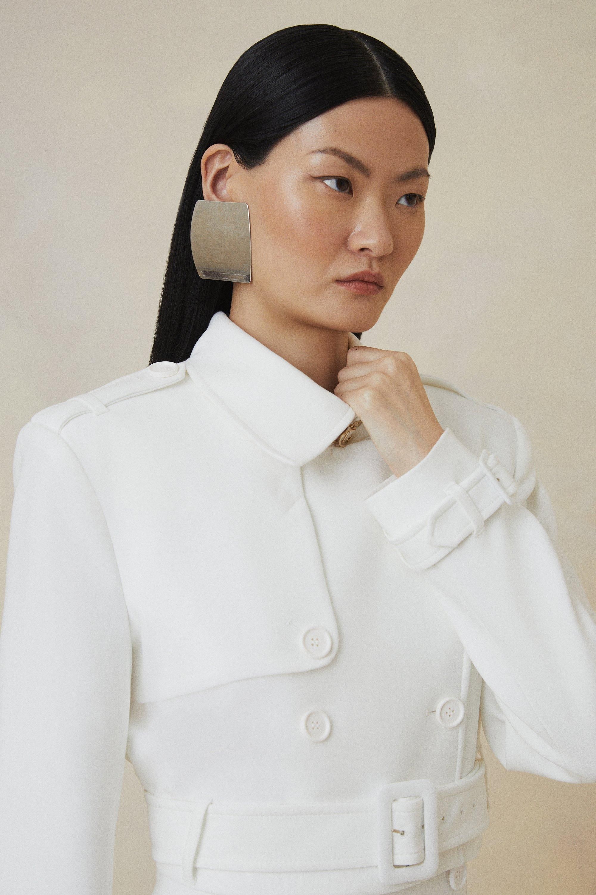 The Founder Compact Stretch Cropped Tailored Blazer | Karen Millen UK + IE + DE + NL