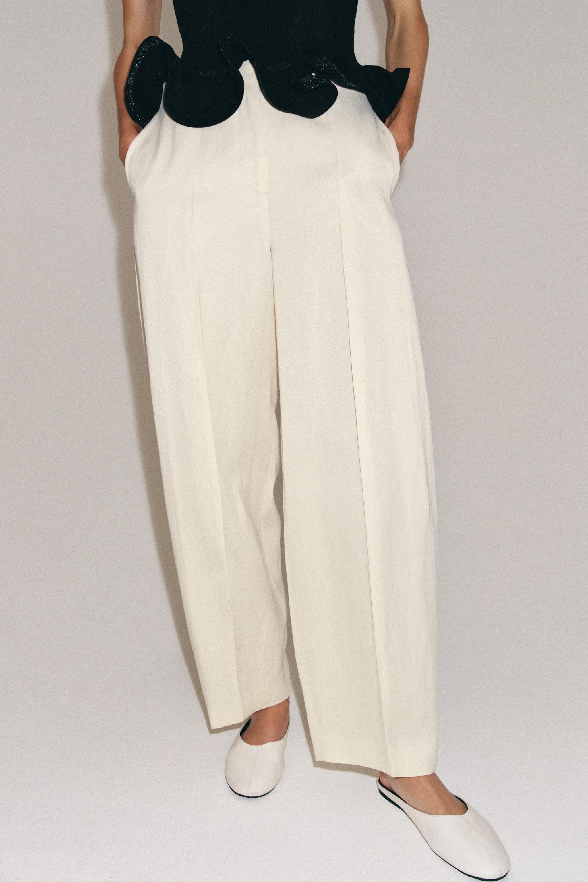 ZW COLLECTION LINEN BLEND BALLOON PANTS | Zara US