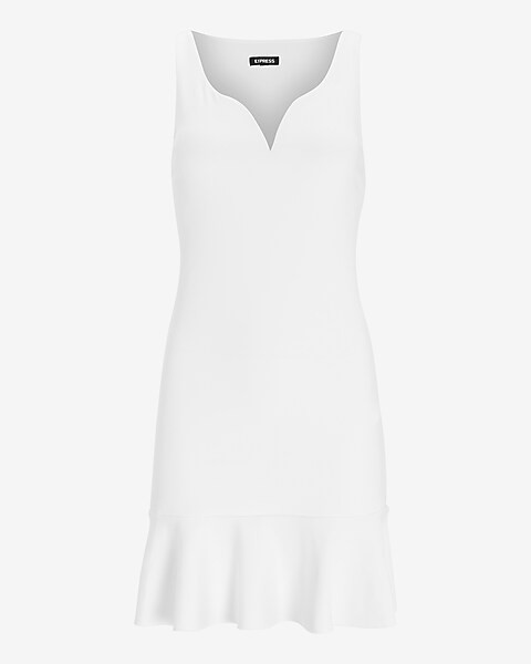 Body Contour Ribbed V-wire Ruffle Mini Dress | Express