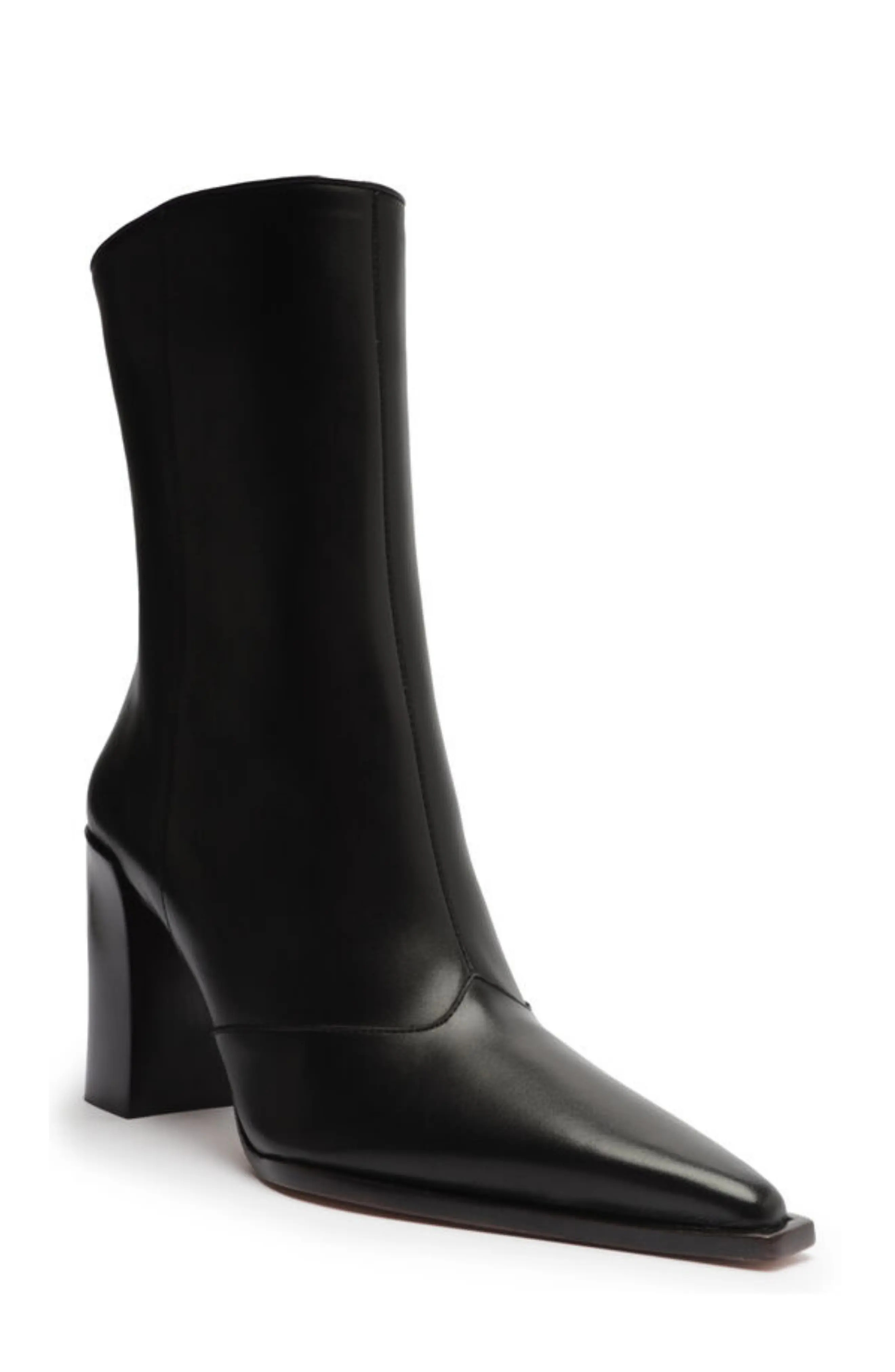 Schutz Raffaela Pointed Toe Bootie in Brown Pony/Dark Brown at Nordstrom, Size 5.5 | Nordstrom