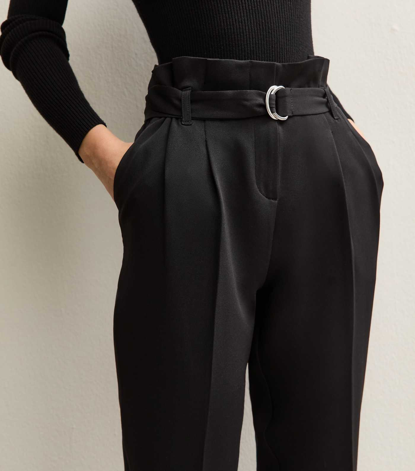 Black Belted Paperbag Waist Trousers | New Look | New Look (UK)