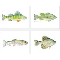 Watercolor Fish Art Print Set Of 4 Bass, Perch, Trout, & Crappie Unframed - Small Prints Sale | Etsy (US)
